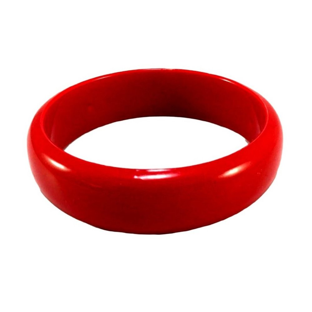 Vintage Cherry Red Color Spot Lucite Bangle Bracelet - Picture 4 of 5
